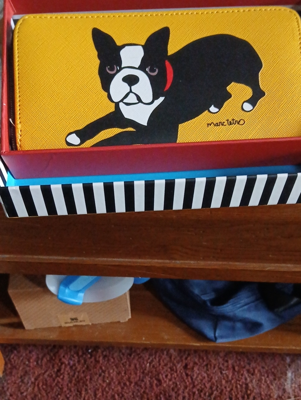 Marc Tetro Yellow Wallet with Black & White Dog Graphic